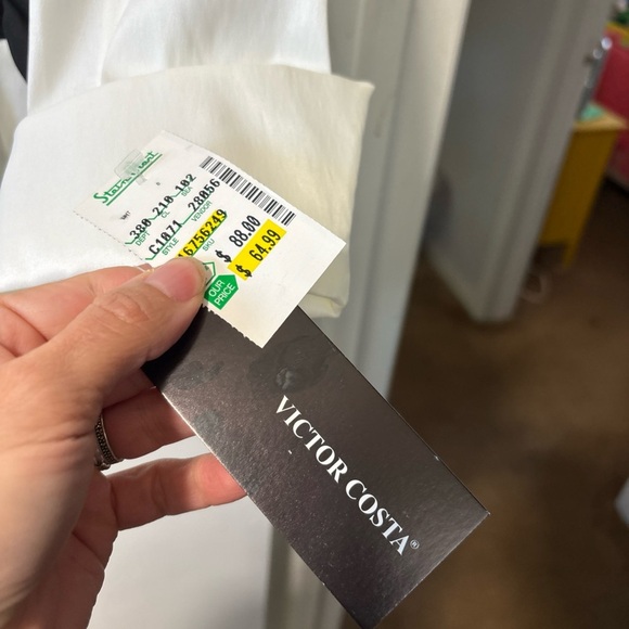 NWT Vintage Victor Costa White Black Evening Blouse Bow Size 8 Formal - Picture 4 of 10